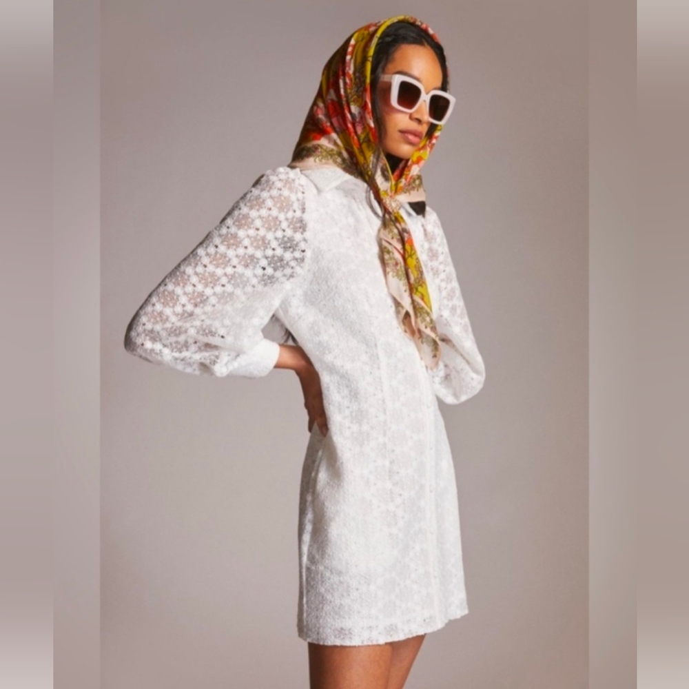 Mare Mare X Anthropologie Dress Women Sz Extra Small White Floral Lace Crochet